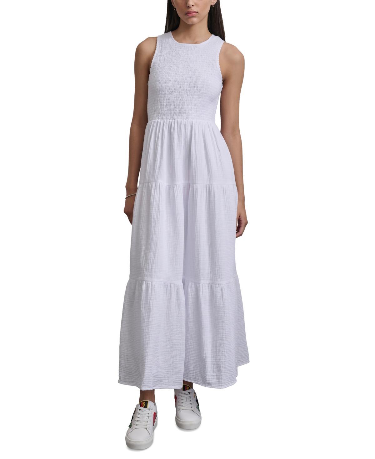 Dkny Jeans Womens Cotton Gauze Smocked-Bodice Maxi Dress Product Image