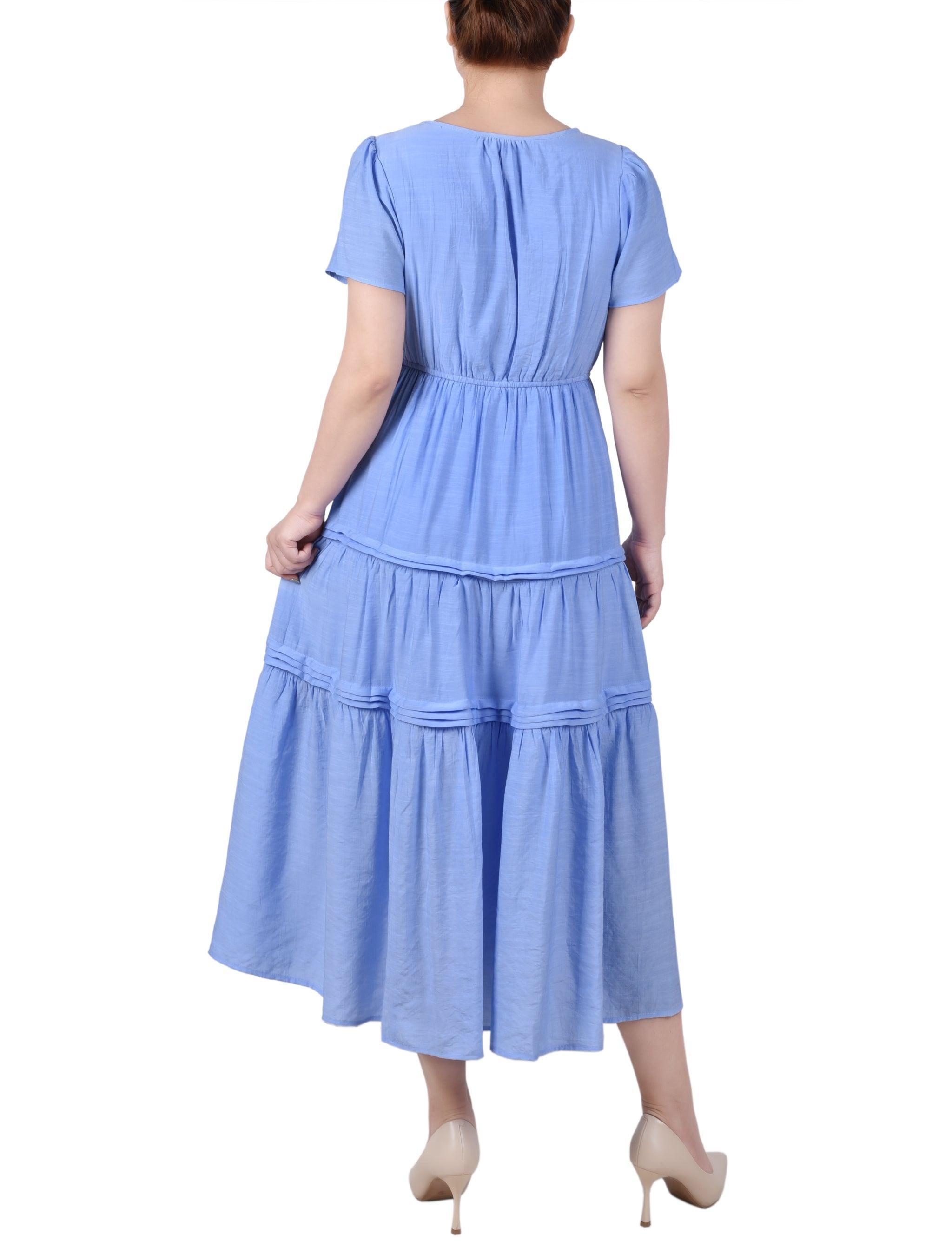 Ankle Length Short Sleeve Dress - Petite Product Image