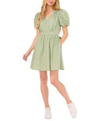 CeCe Womens Puff Sleeve Belted Mini Dress Product Image