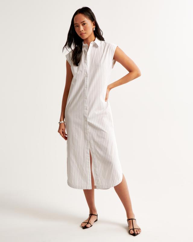 Button-Through Midi Shirt Dress Product Image