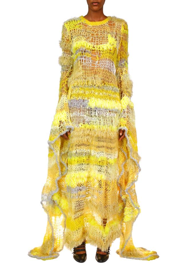 Yellow Hand Loose Knit Gown Product Image