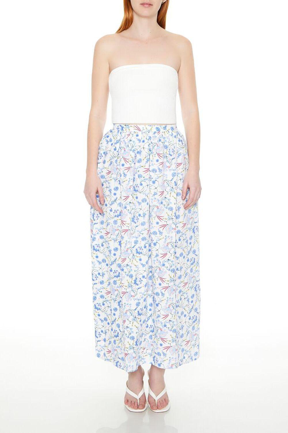 Floral Print A-Line Midi Skirt | Forever 21 Product Image