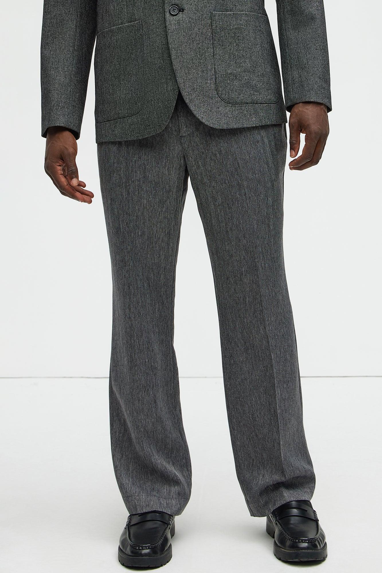 Double Time Pleated Straight Trousers - Grey/combo product image