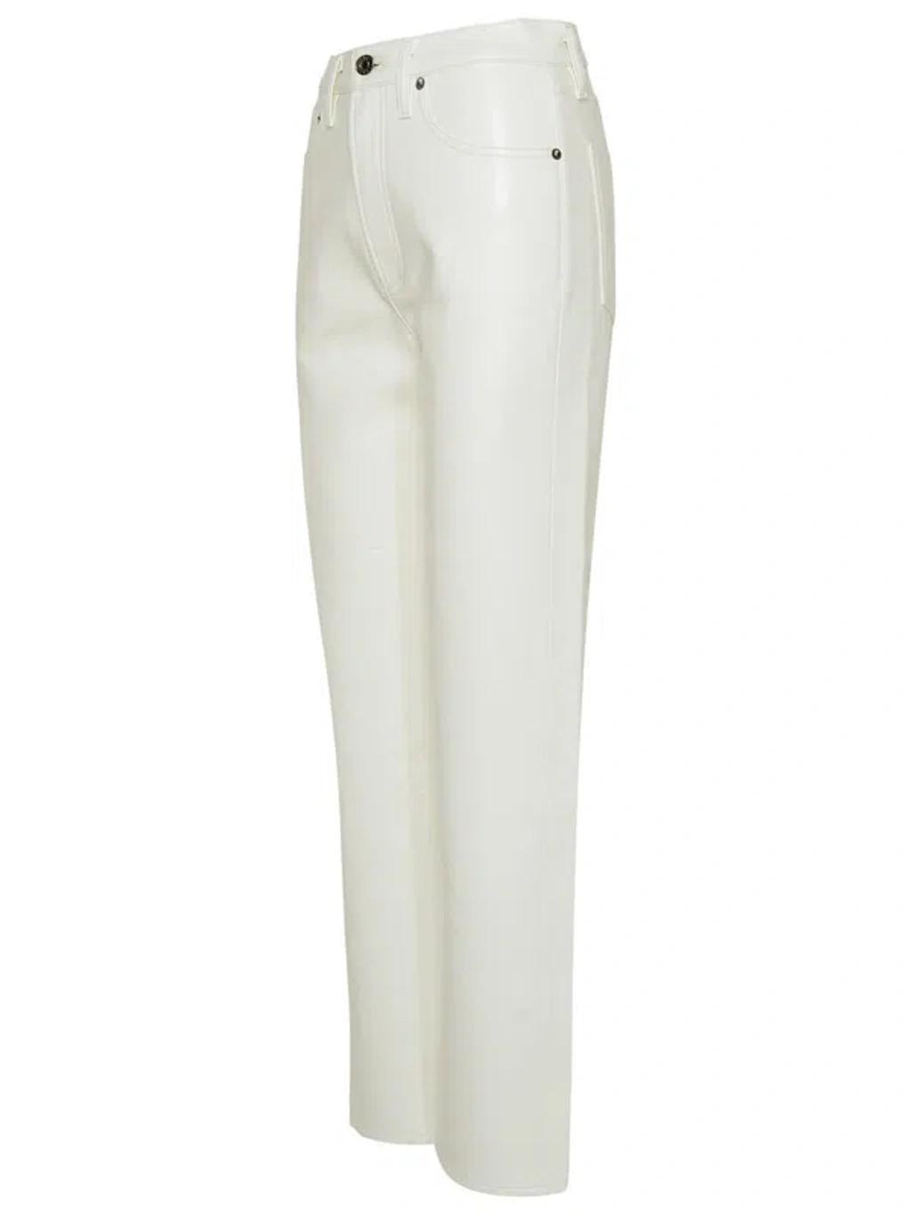 White 90's Pinch Waist Leather Pants Product Image