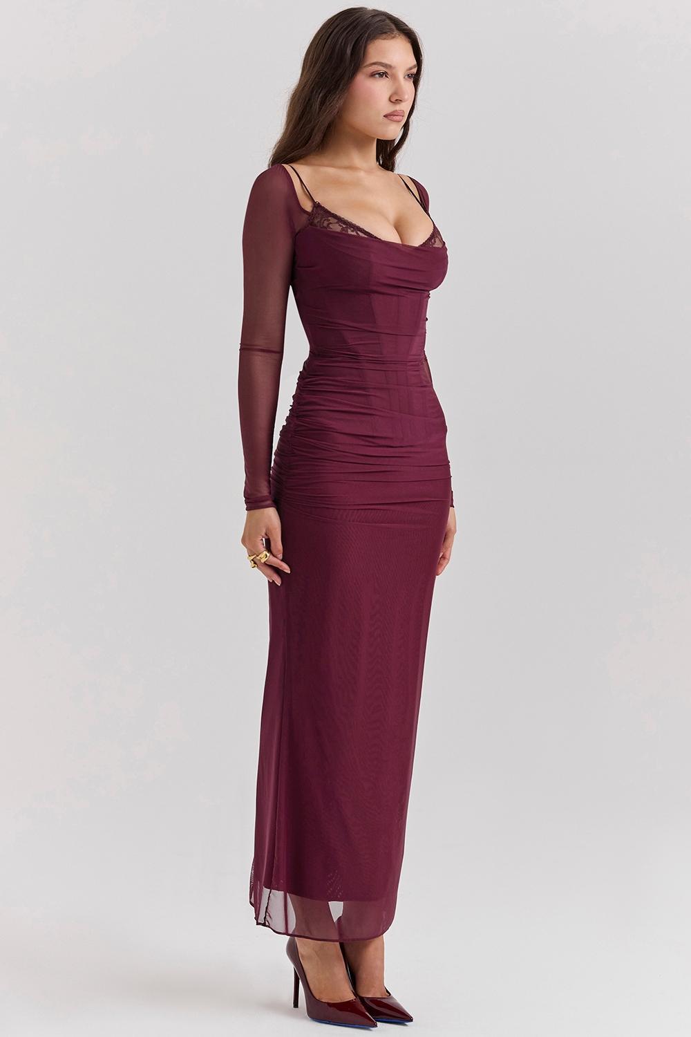 Katarina Wine Maxi Dress Product Image