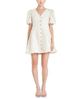 English Factory Womens Buttoned Short-Sleeve A-Line Mini Dress Product Image