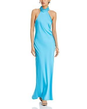 Womens Tatiana High-Neck Satin Gown Product Image