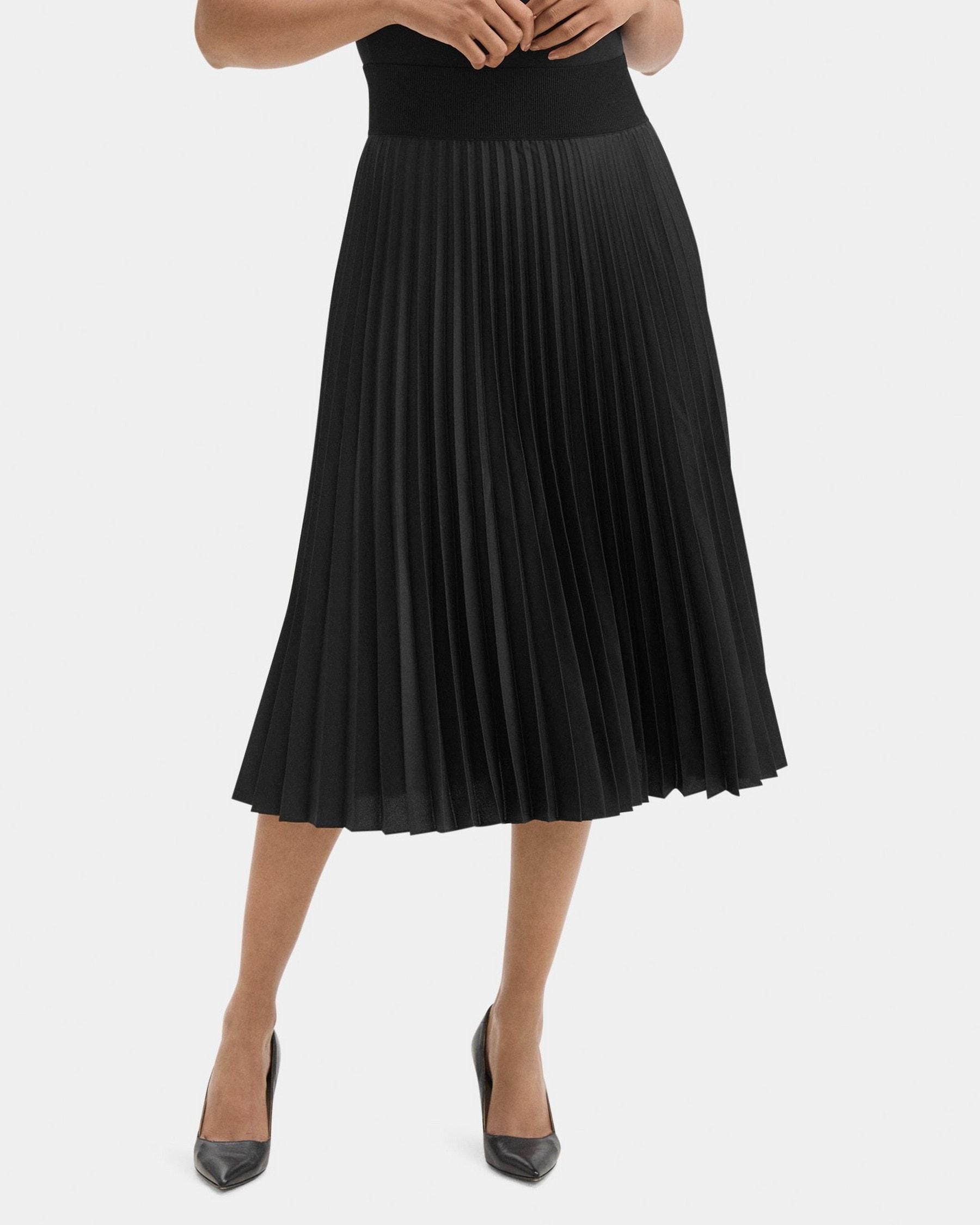 Pleated Pull-On Skirt in Poly Product Image