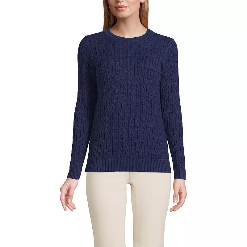 Womens Lands End Drifter Cable Crewneck Sweater Product Image