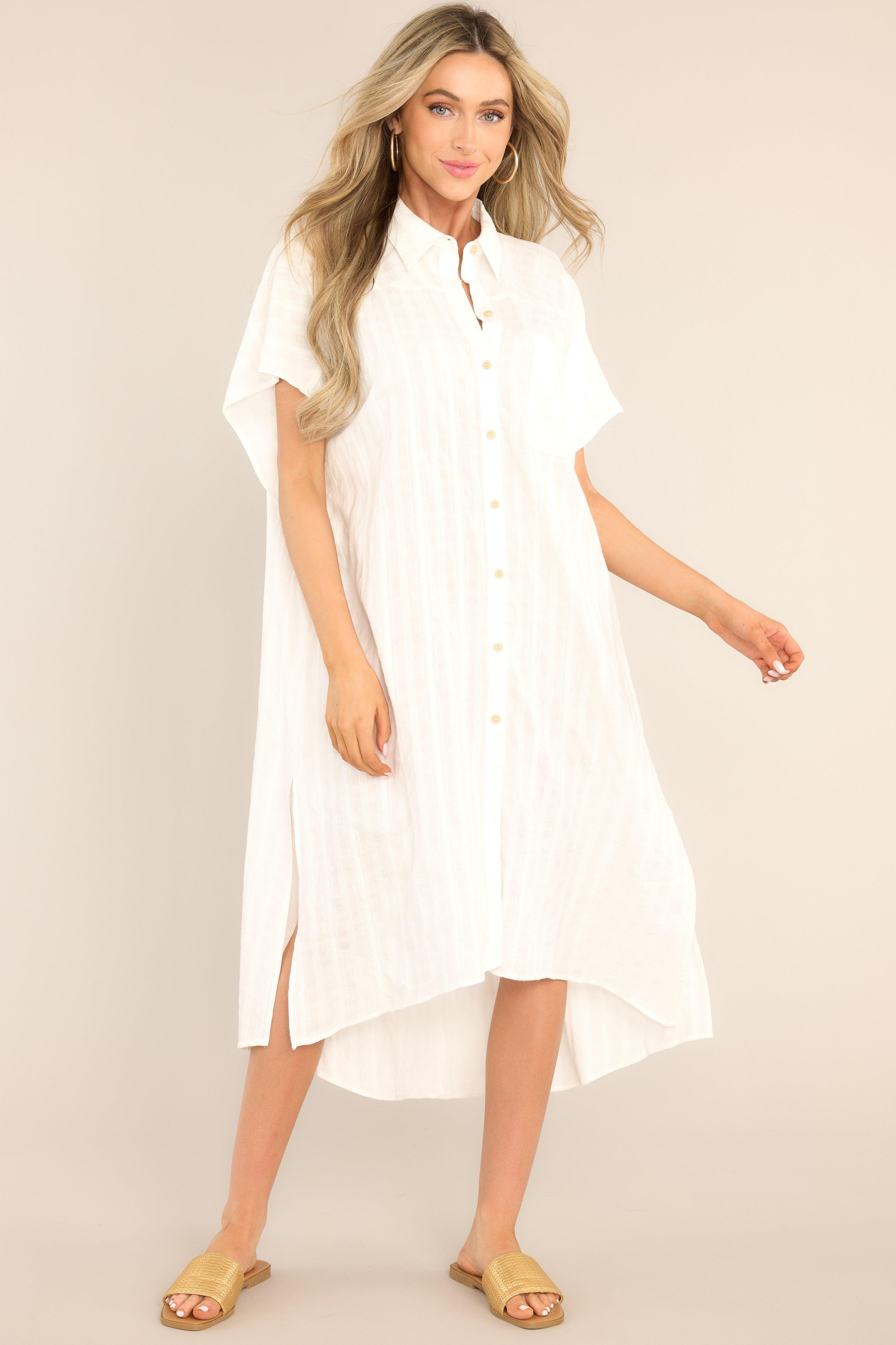 Choose Joy Ivory Midi Shirt Dress Product Image