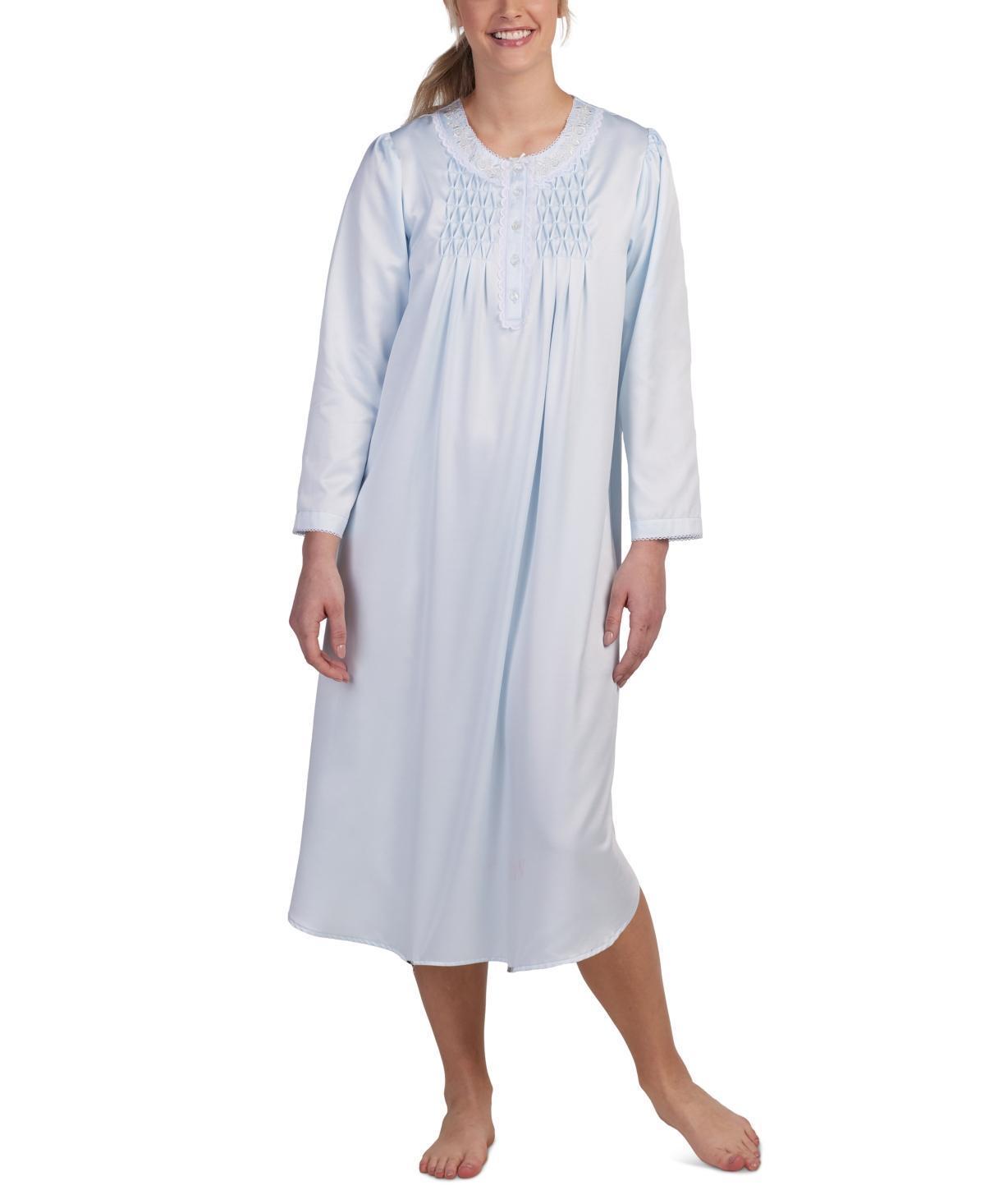 Miss Elaine Womens Embroidered Long-Sleeve Nightgown Product Image