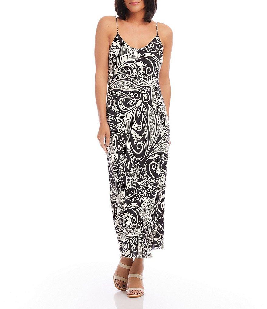 Karen Kane Paisley Print V-Neck Sleeveless Maxi Dress Product Image