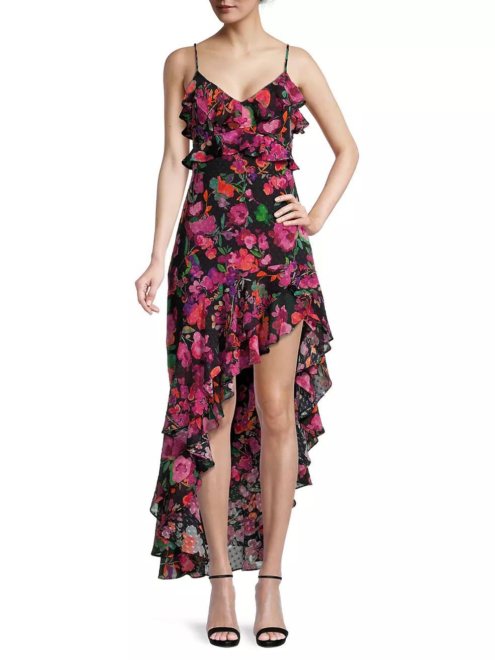 Mika Asymmetrical Ruffled Floral Dress Product Image