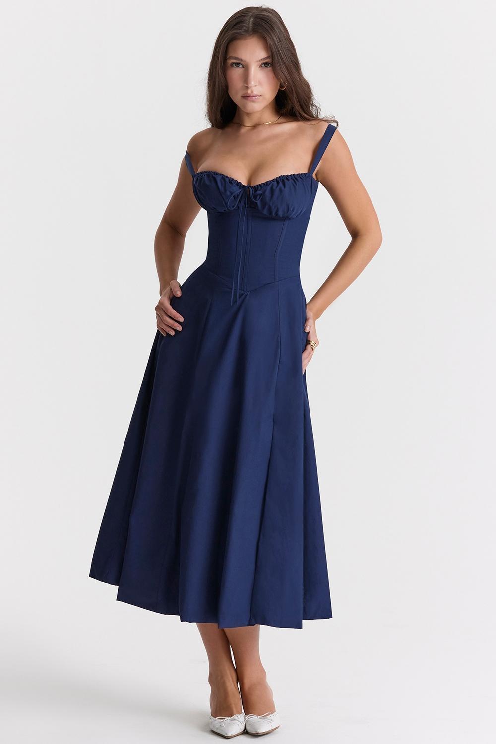 Carmen French Navy Bustier Sundress Product Image