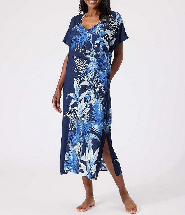 Tommy Bahama Palmera Isle Print V-Neck Swim Cover-Up Caftan Product Image