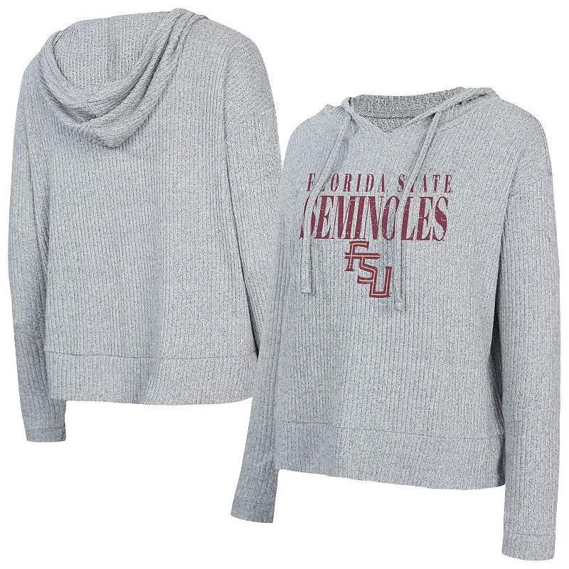 Womens Concepts Sport Heather Gray Florida State Seminoles Juniper Soft Modest Cropped Long Sleeve Hoodie T-Shirt Product Image