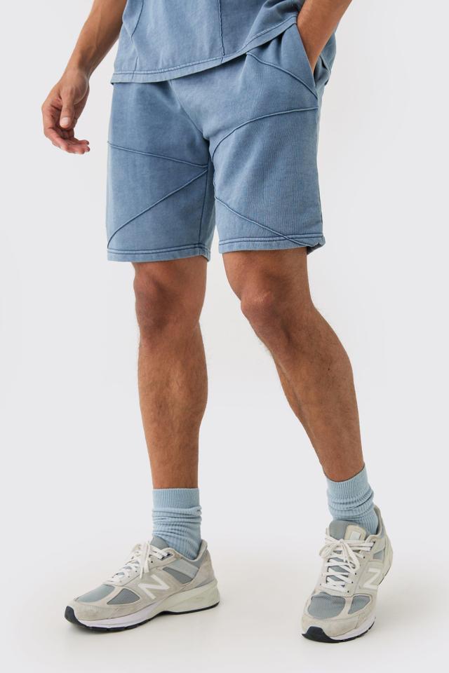 Mens Blue Relaxed Fit Pintuck Short, Blue Product Image