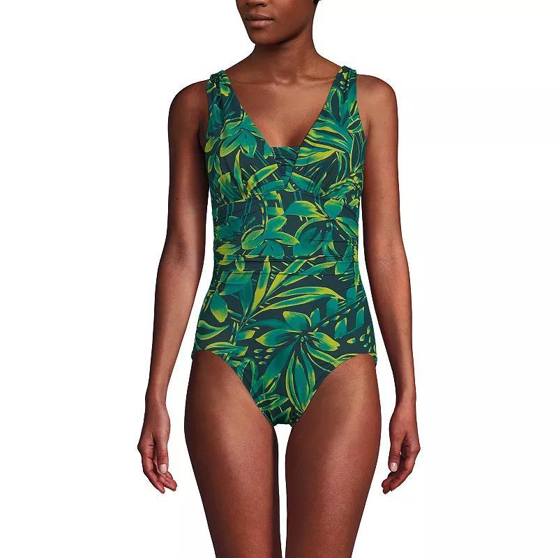 Womens Lands End Grecian Slendersuit Tummy Control One-Piece Swimsuit Product Image