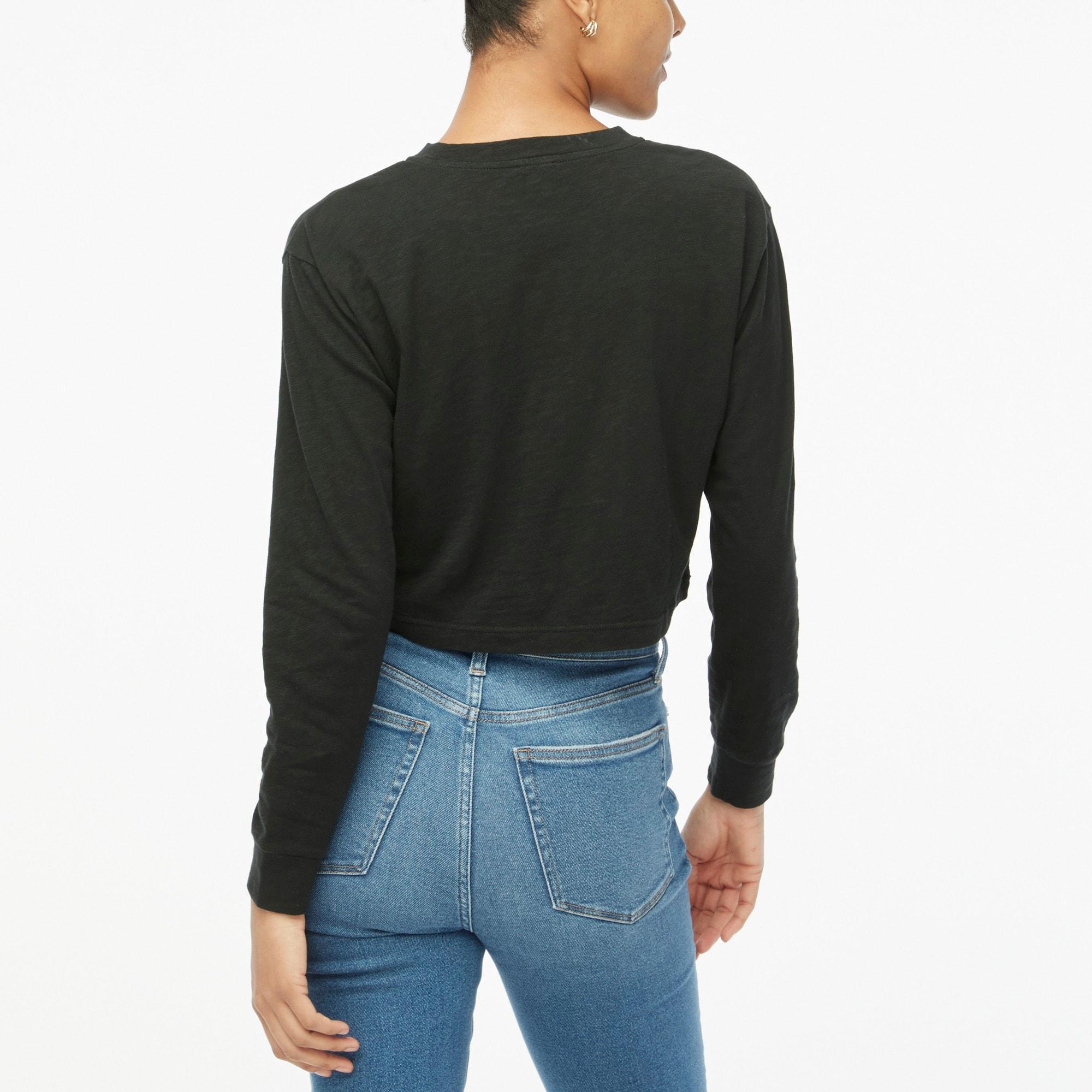 Long-sleeve cropped crewneck tee Product Image