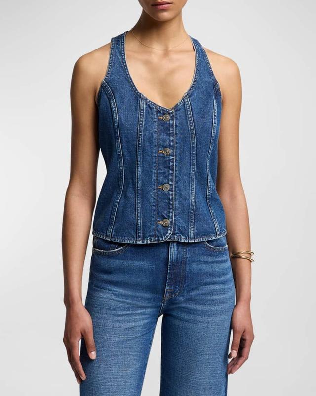 Button-Front Denim Vest  Product Image