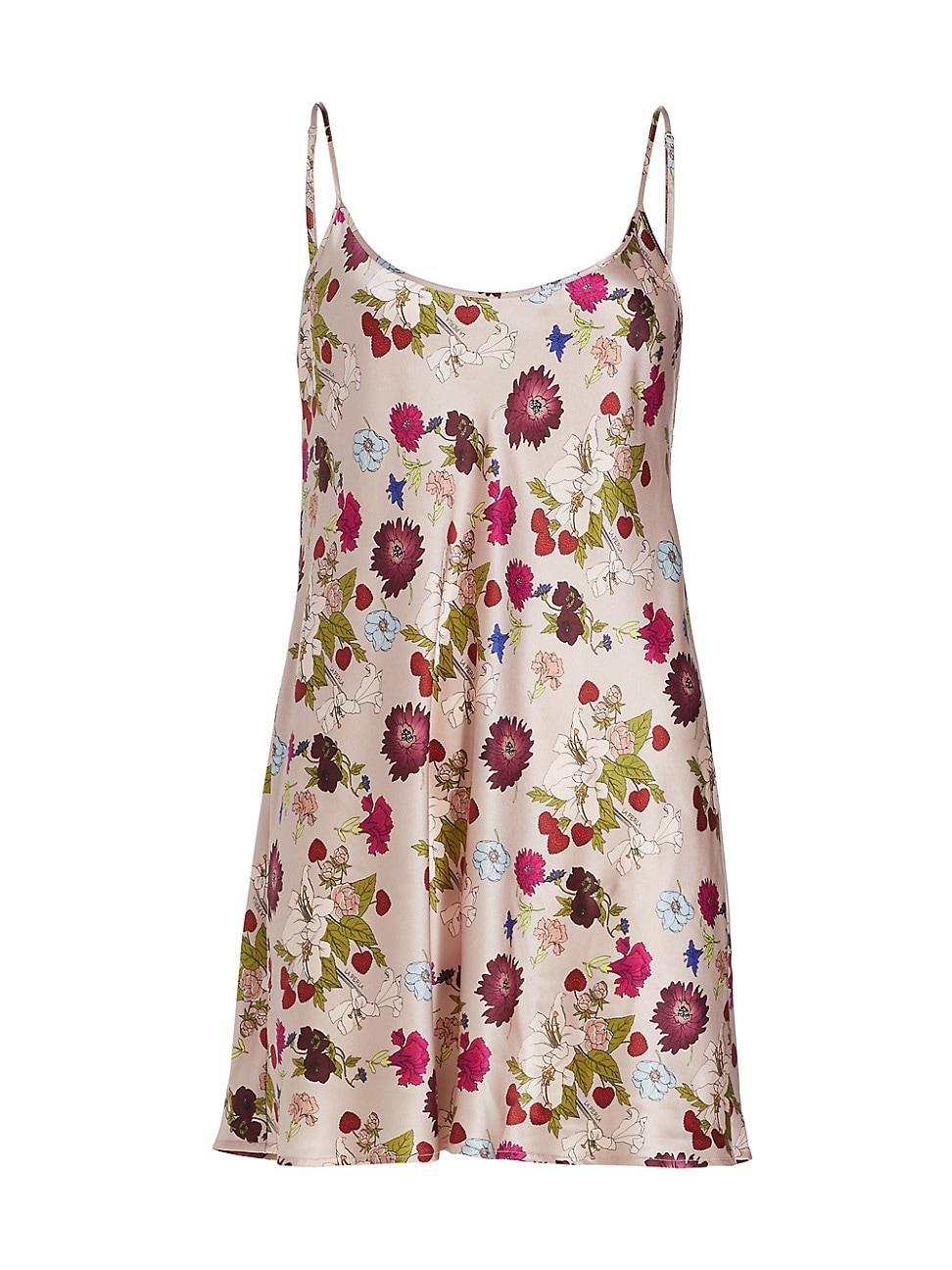 Womens Sleeveless Floral Silk Minidress Product Image