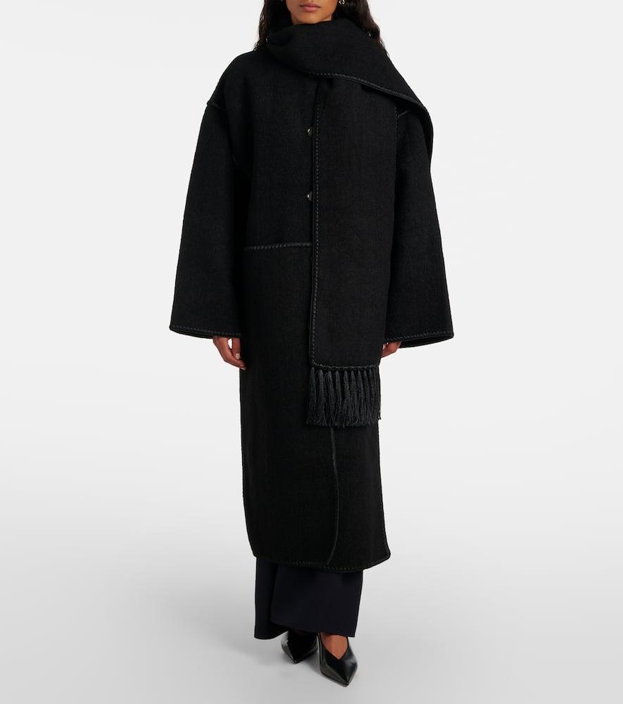 TOTÊME Embroidered Scarf Coat Black Product Image