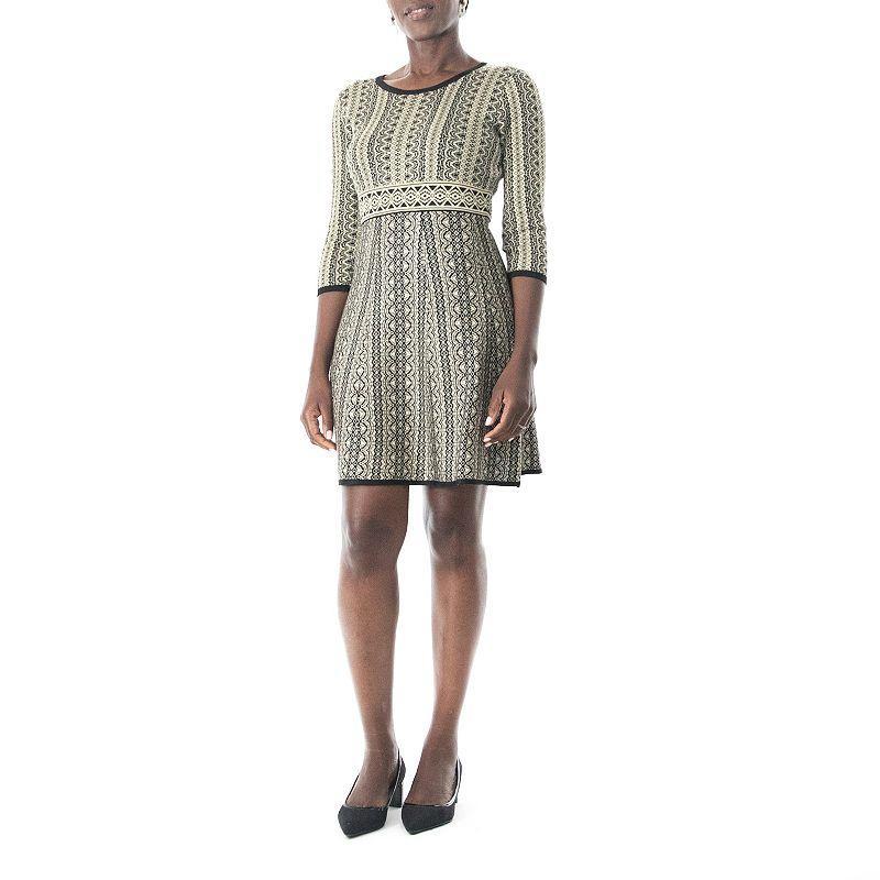 Womens Nina Leonard Print Fit & Flare Sweater Dress Product Image