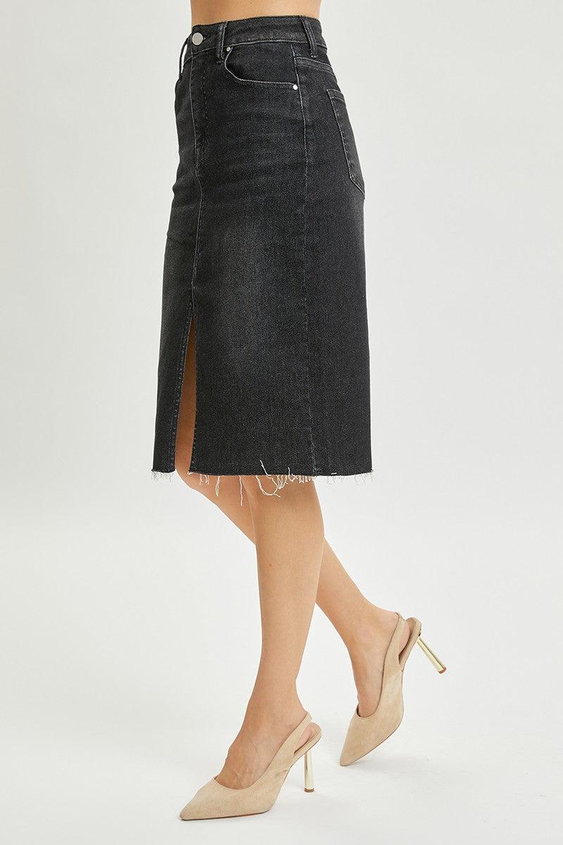 High Rise Front Slit Midi Skirt Product Image