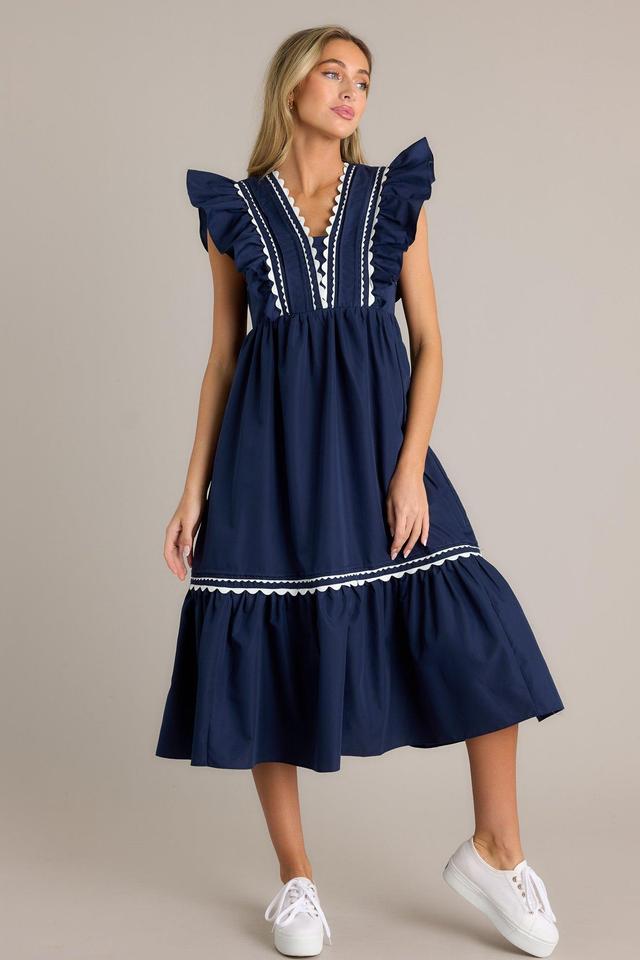 Wishful Thinking Navy Flutter Sleeve Midi Dress Product Image