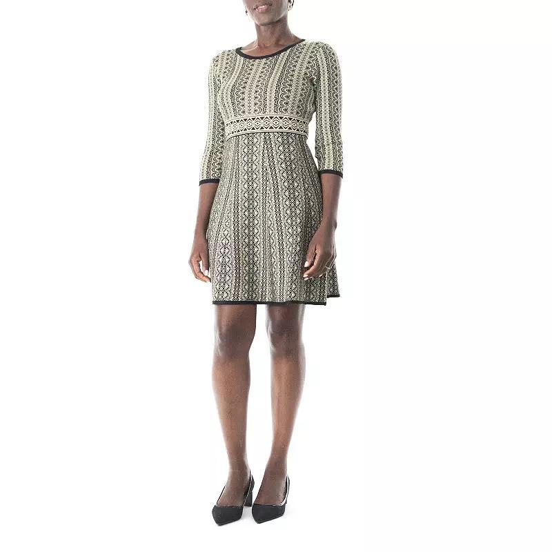 Womens Nina Leonard Print Fit & Flare Sweater Dress Product Image