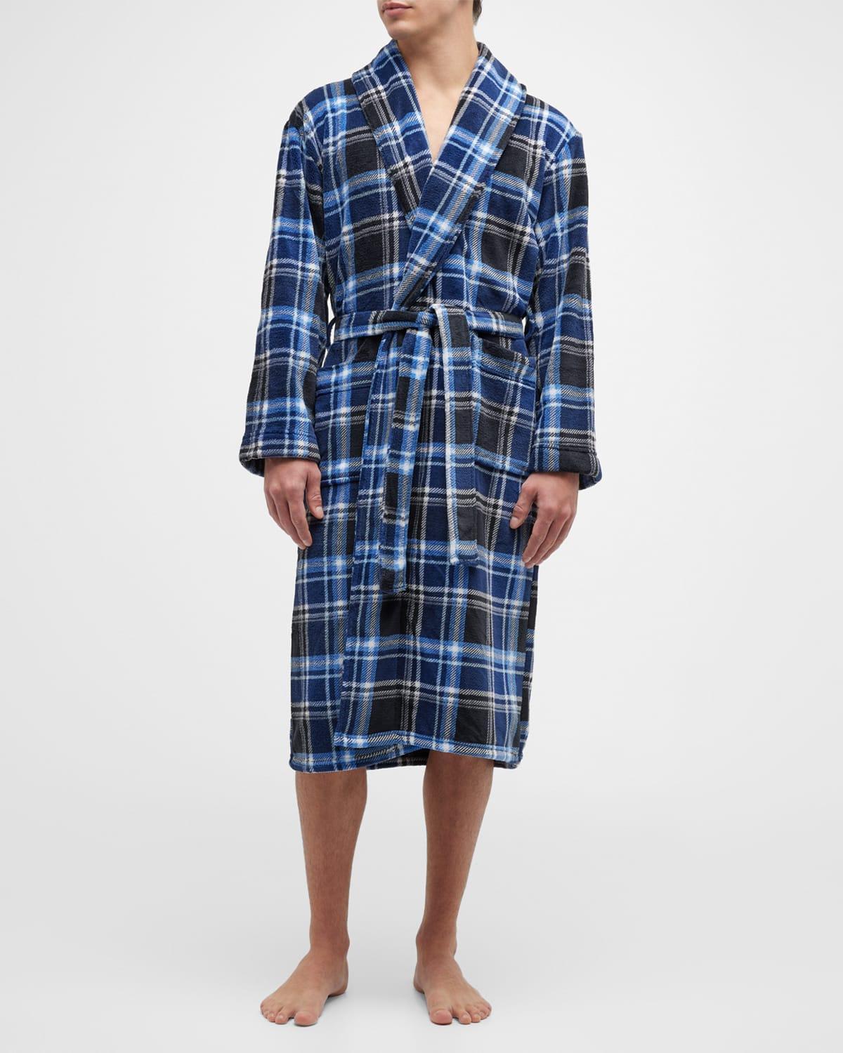 Mens Plaid Fleece Robe Product Image