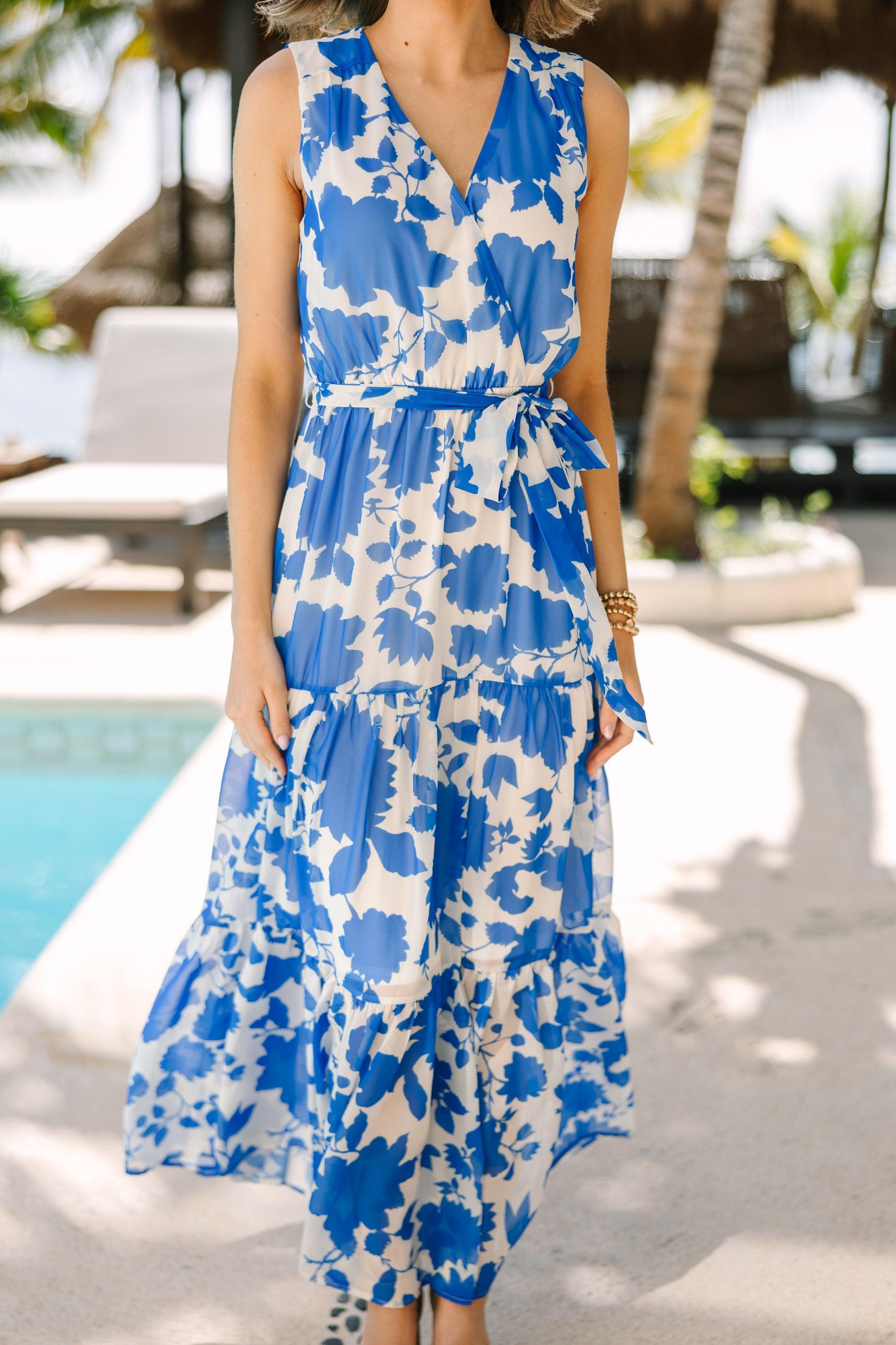 Give Your All Royal Blue Floral Maxi Dress Female Product Image