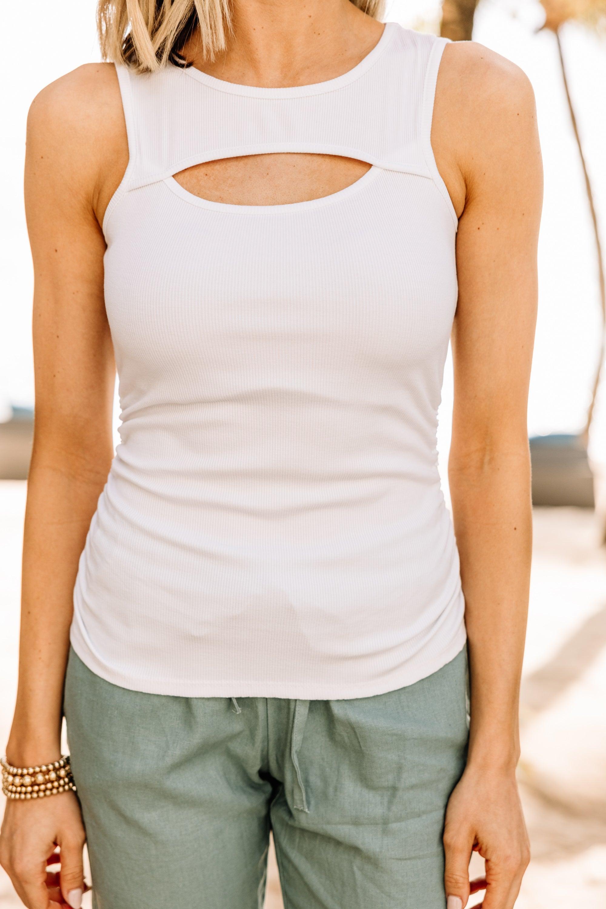 Shared With You White Cutout Tank Female Product Image