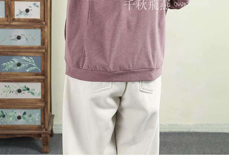 Long-Sleeve Turtleneck Striped T-Shirt Product Image