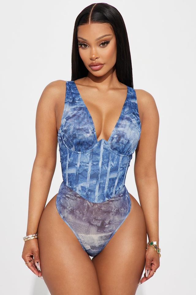 In your Mind Mesh Bodysuit - Blue/combo Product Image