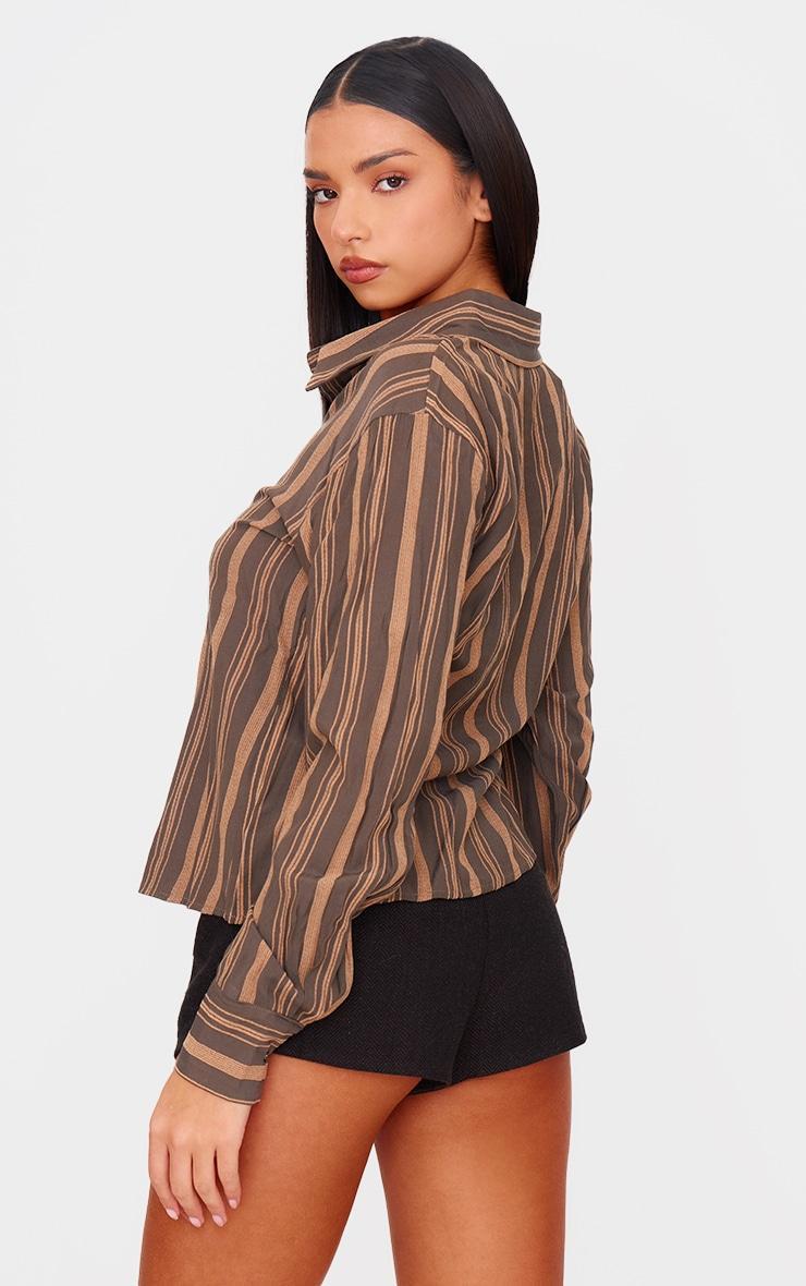 Brown Asymmetric Striped Shirt Product Image