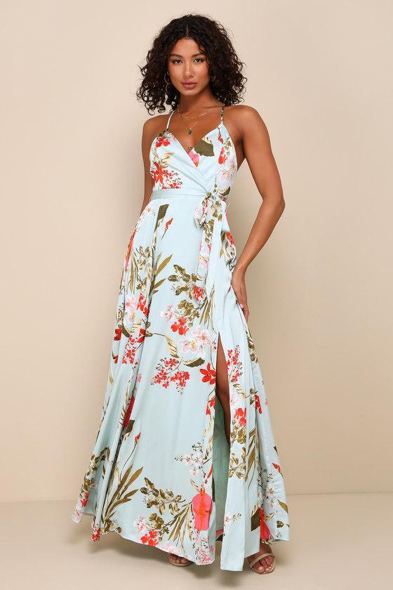 Still the One Sage Green Floral Print Satin Maxi Dress Product Image