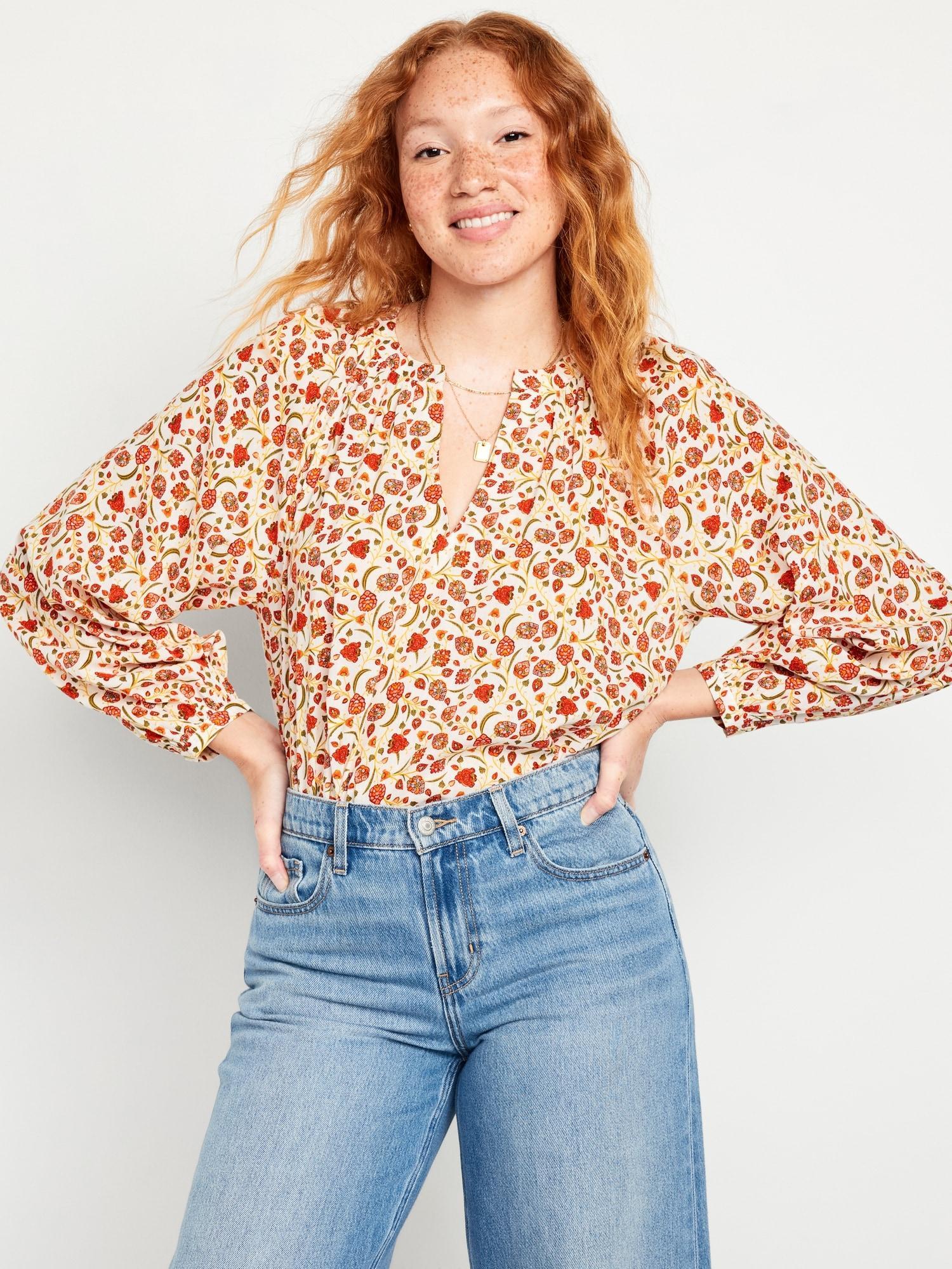 Long-Sleeve Floral Top for Women Product Image