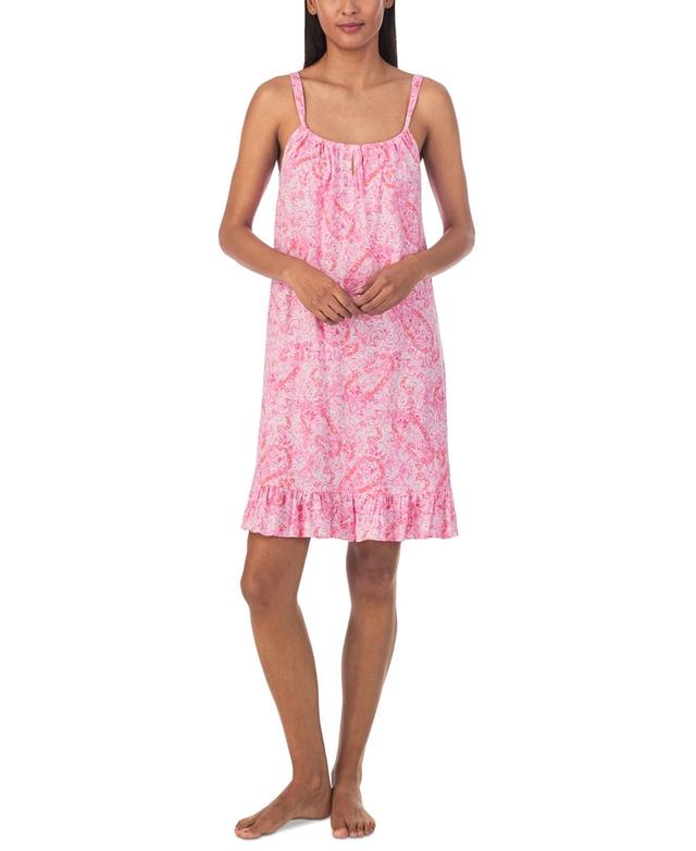 Lauren Ralph Lauren Womens Short Tunnel Neck Strap Nightgown Product Image