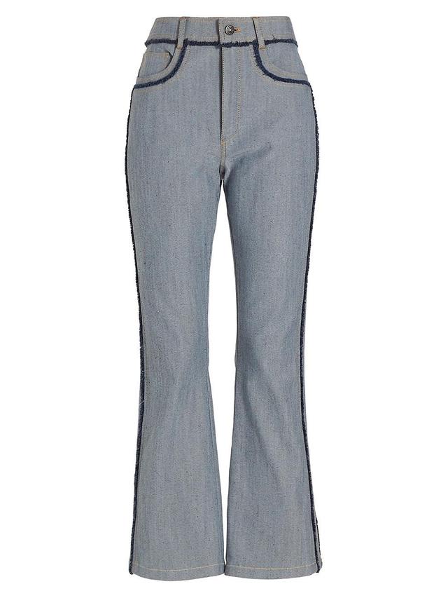 Sallie Piped Cropped Bootcut Denim Pants Product Image