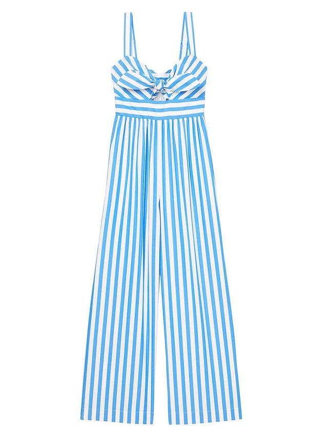 Womens Striped Cotton Wide-Leg Jumpsuit Product Image