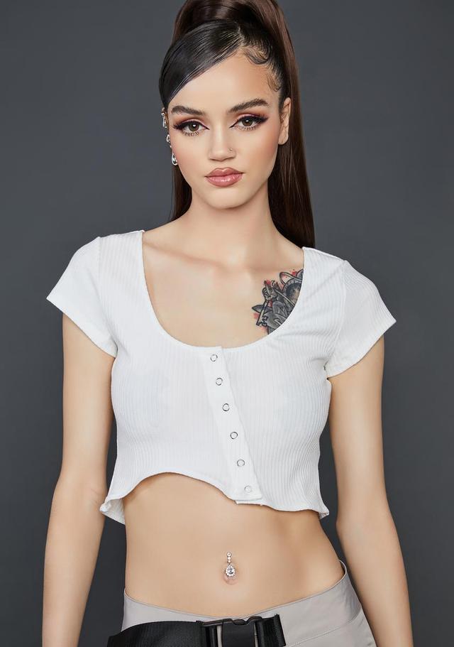 Poster Grl Asymmetric Crop Top - White Product Image