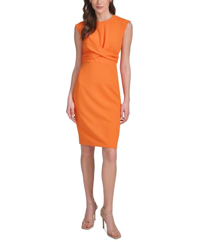 Calvin Klein Womens Twist-Front Sheath Dress Product Image