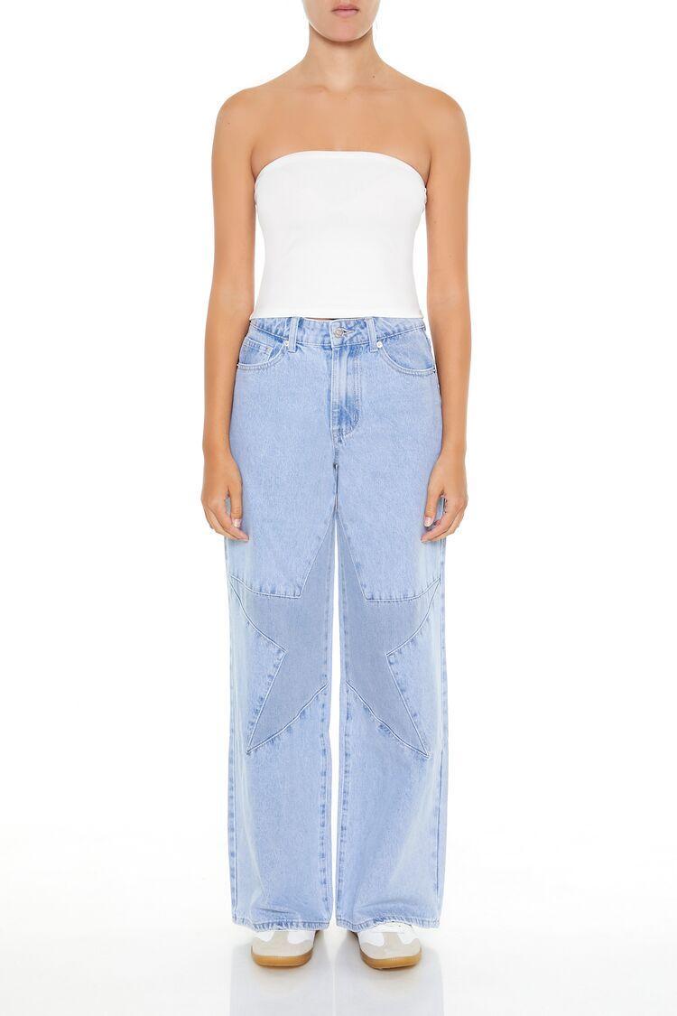 Star Patchwork High-Rise Jeans | Forever 21 Product Image