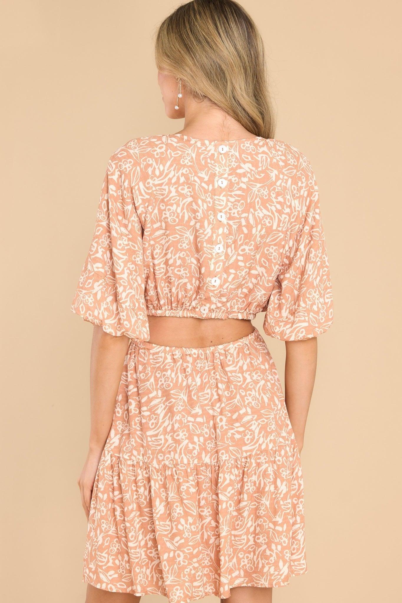 Talk Too Much Camel Floral Dress Brown Product Image