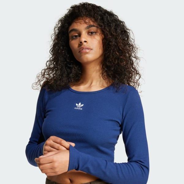 Essentials Ribbed Crop Long Sleeve Tee Product Image