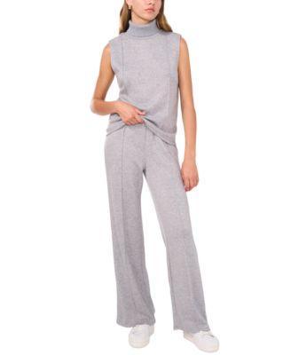 Vince Camuto Womens Knit Sleeveless Turtleneck Wide Leg Pants Product Image