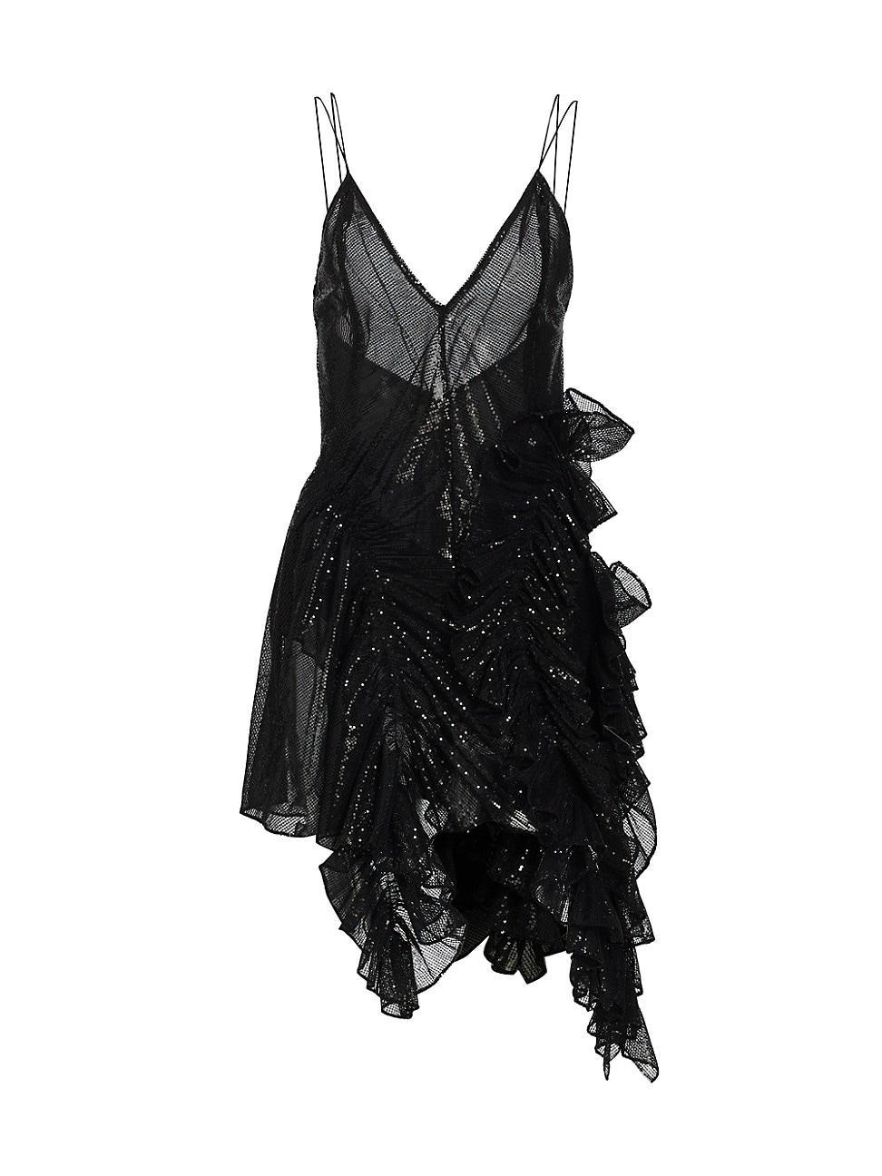 Womens Yves Sequined Ruffle Minidress Product Image