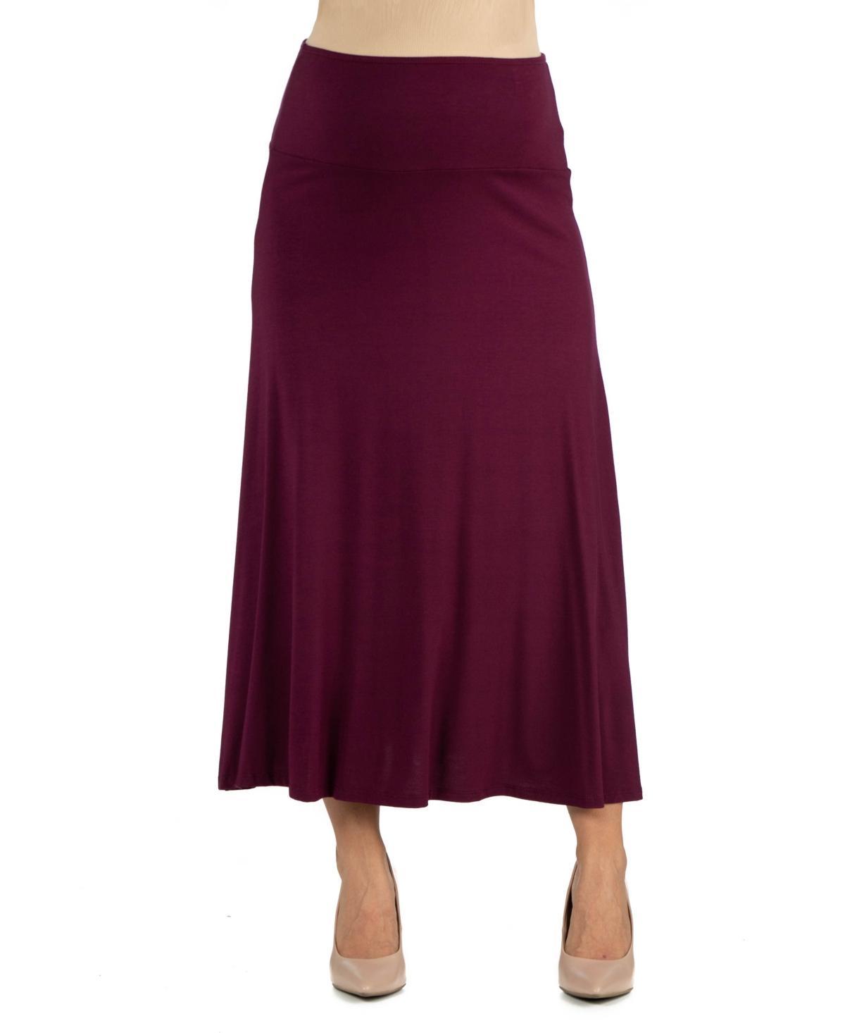 24seven Comfort Apparel Womens Elastic Waist Solid Color Maternity Maxi Skirt Product Image