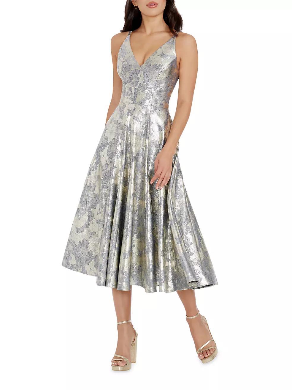 Delilah Metallic Brocade Cocktail Dress Product Image